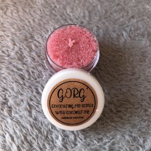 Exfoliating cherry scented lip scrub with bunny bits